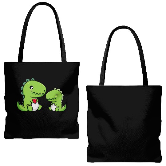 Big sister brother dino siblings boy girl heart Tote Bags (AOP)