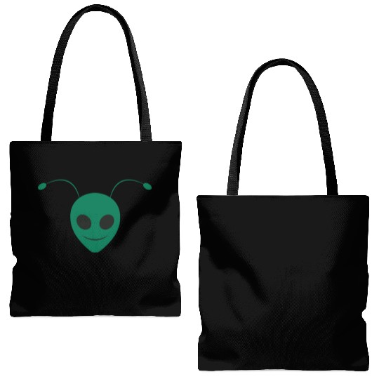 Alien Ant Face Design Green Tote Bags (AOP)