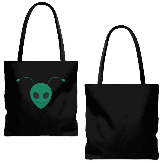 Alien Ant Face Design Green Tote Bags (AOP)