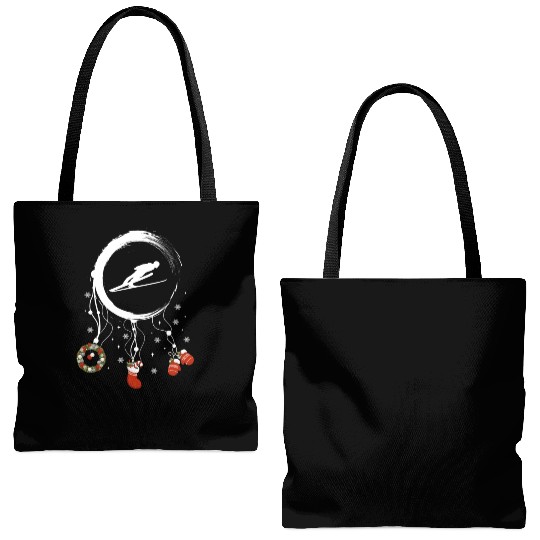 Winter dreamcatcher Christmas Ski jumping Tote Bags (AOP)