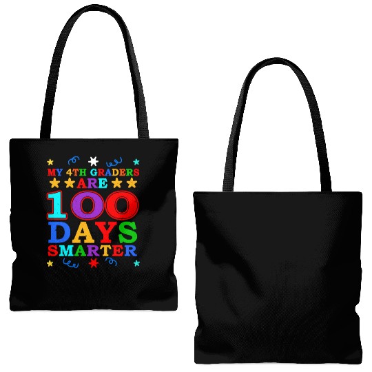 100th Day 4th Grade Teacher 100 Days Of School Tote Bags (AOP)