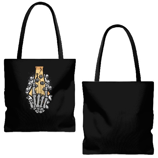 Skeleton punk on guitar headstock - guitar player Tote Bags (AOP)