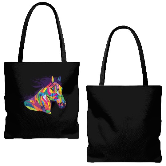Colorful pop art horse portrait - pony Tote Bags (AOP)