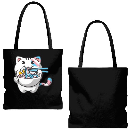 Transgender Pride Kawaii Cat Ramen Noodles Trans F Tote Bags (AOP)