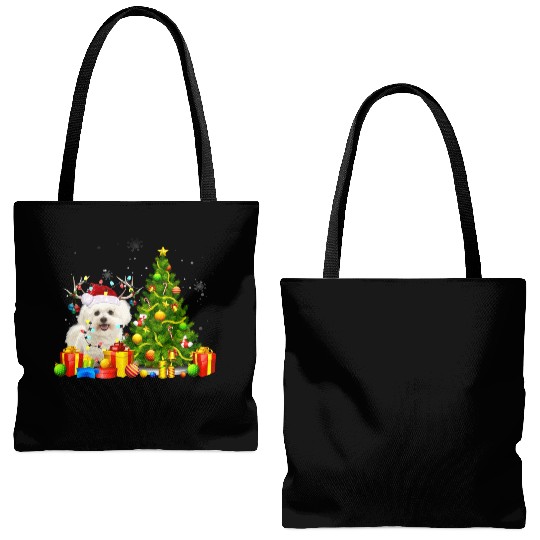 Bichon Frise Christmas Dog Lover Xmas Santa Tote Bags (AOP)