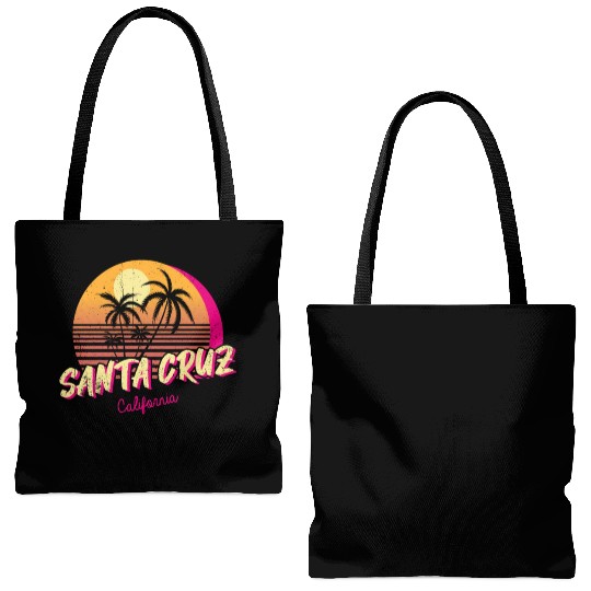 Retro Santa Cruz California Tote Bags (AOP)