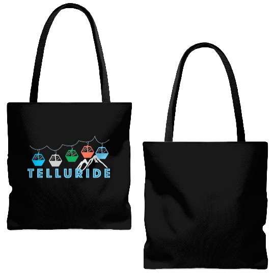 Colorado Ski Mountain Gondola Telluride Tote Bags (AOP)