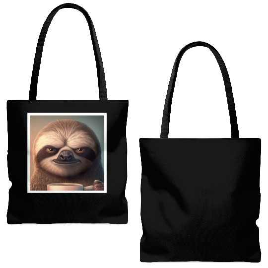 3d Sloth grumpy Coffee I hate people good morning Tote Bags (AOP)