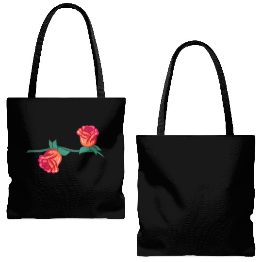 red plants line flower rose branch nature Tote Bags (AOP)