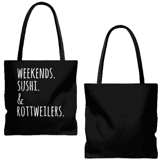 Weekends Sushi And Rottweilers Tote Bags (AOP)