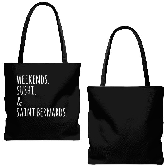 Weekends Sushi And Saint Bernards Tote Bags (AOP)