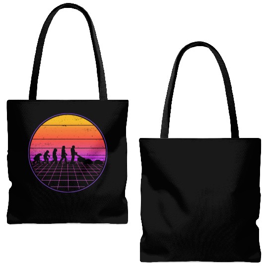 Robotic Lawnmower Evolution Retro Tote Bags (AOP)