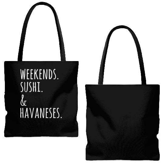 Weekends Sushi And Havaneses Tote Bags (AOP)