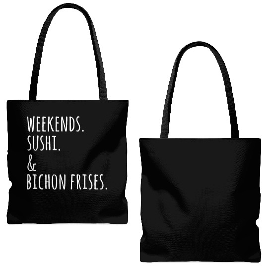 Weekends Sushi And Bichon Frises Tote Bags (AOP)
