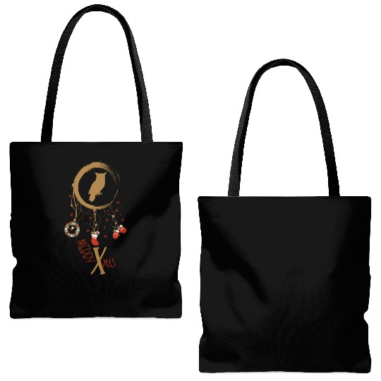 Winter dreamcatcher Christmas Owl Tote Bags (AOP)