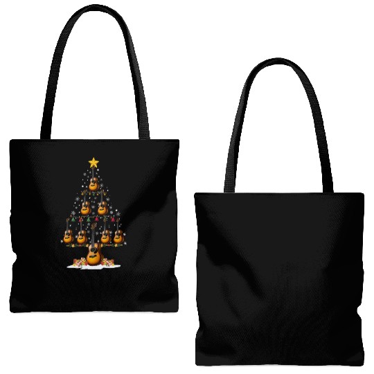 Guitar Christmas Tree Xmas Funny Gift Tote Bags (AOP)
