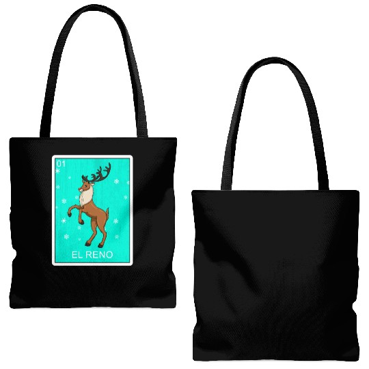 El Reno Reindeer Card Mexican Lottery Christmas Tote Bags (AOP)