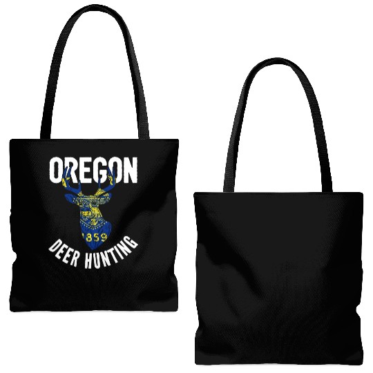 Oregon Deer Hunting Buck Stag Hunter Tote Bags (AOP)