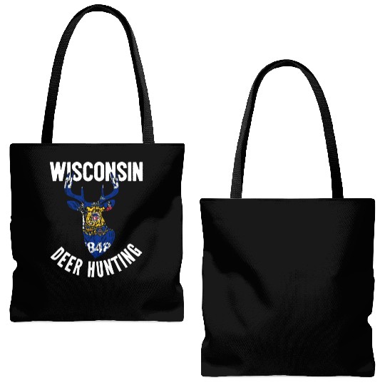Wisconsin Deer Hunting Buck Stag Hunter Tote Bags (AOP)