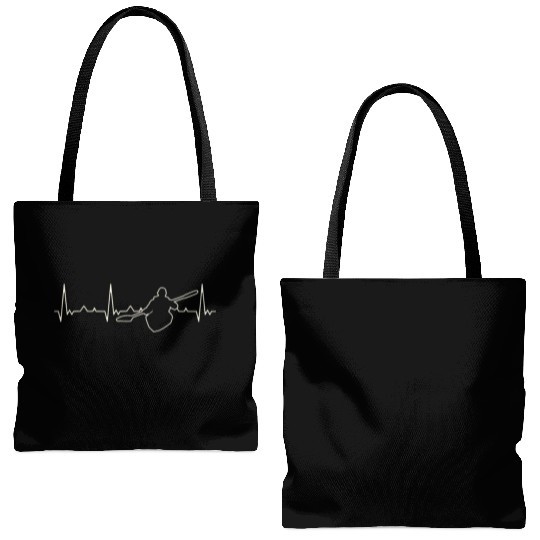 Canoe. Heart. Love. EKG. Pulse. Beat. Tote Bags (AOP)
