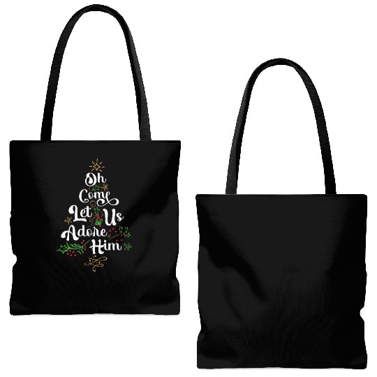 Oh Come Let Us Adore Him Jesus Family Christian Tote Bags (AOP)