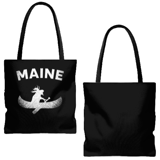Maine , Paddling Moose Tote Bags (AOP)