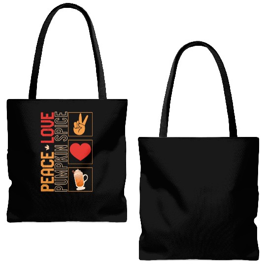 Thanksgiving Tote Bags (AOP), Peace Love Pumpkin Spice Tote Bags (AOP),