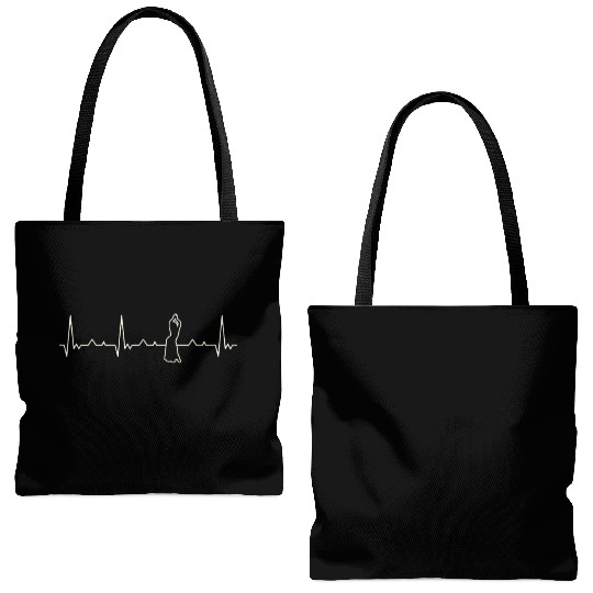 Belly Dancing Woman. Heart. Love. EKG. Pulse. Tote Bags (AOP)