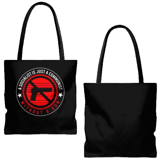 Socialist Is Just A Communist Gun Tote Bags (AOP),