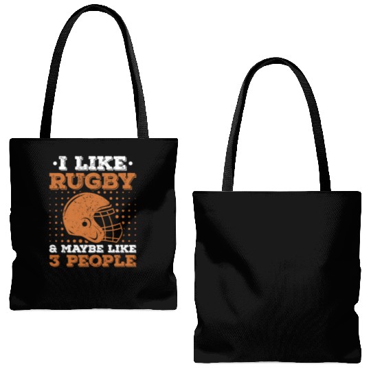 I Like Rugby & Maybe Like 3 People Rugby Player Tote Bags (AOP)