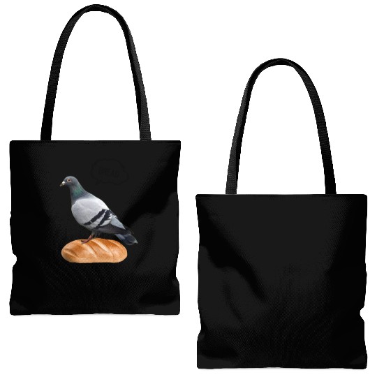 Pigeon the bread lover Tote Bags (AOP)