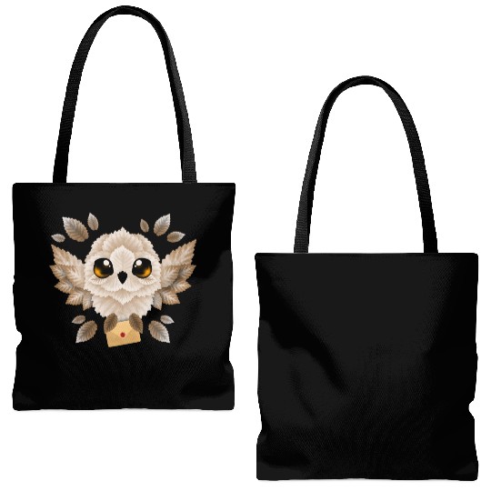 owl mail of leaves Tote Bags (AOP)