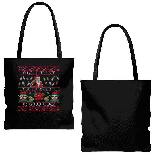 All i want for christmas is good red wine Tote Bags (AOP)