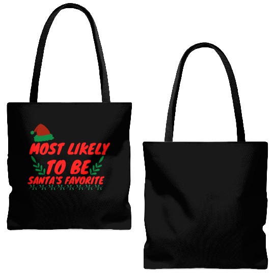 Most Likely To Christmas Be Santa's Favorite Tote Bags (AOP)