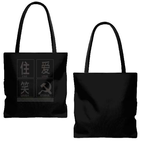 Socialist Tote Bags (AOP), Live Love Laugh Starve Funny Tote Bags (AOP)