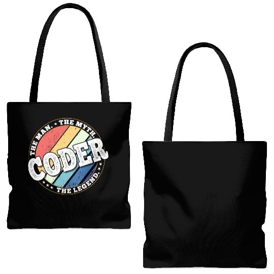 Coder. The man. The myth. The legend. Tote Bags (AOP)