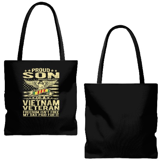 Freedom Isn't Free Proud Son Of A Vietnam Veteran Tote Bags (AOP)