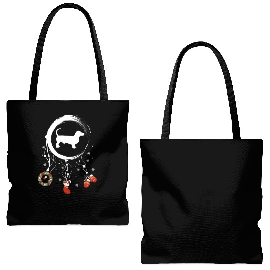 dog dreamcatcher Christmas Dachshund Tote Bags (AOP)