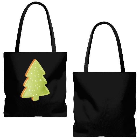 Fir tree cookie with green icing Tote Bags (AOP)