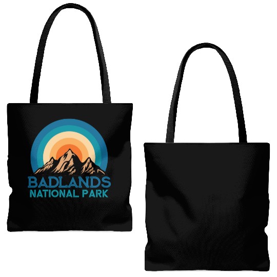 Cool Vintage Retro Badlands National Park Mountain Tote Bags (AOP)