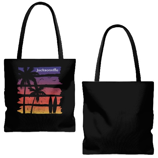 Cool Jacksonville Florida Surfing Fan Beach Palm Tote Bags (AOP)