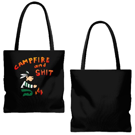campfire and shit Tote Bags (AOP)
