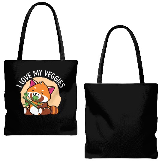 I Love My Veggies Red Panda Bear Whisperer Animal Tote Bags (AOP)