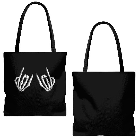 Skeletal rock on sign - rock and roll Tote Bags (AOP)
