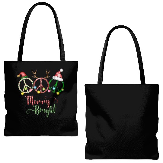 Xmas Christmas Stay Merry and Bright Tote Bags (AOP)