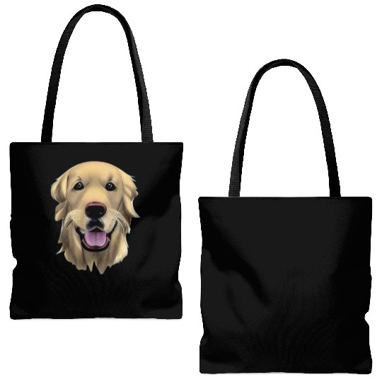 Beautiful Golden Retriever Illustration Tote Bags (AOP)