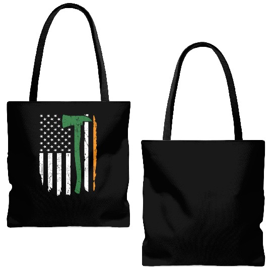 Irish Firefighter American Flag Ireland Tote Bags (AOP)