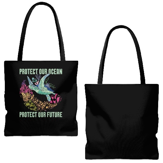 Marine Biology Protect Our Ocean Loves Marine Life Tote Bags (AOP)