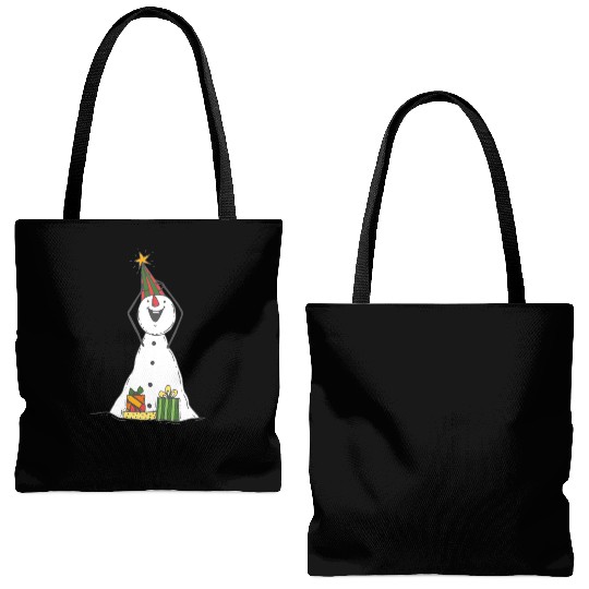 funny snowman with mustache and carrot Tote Bags (AOP)