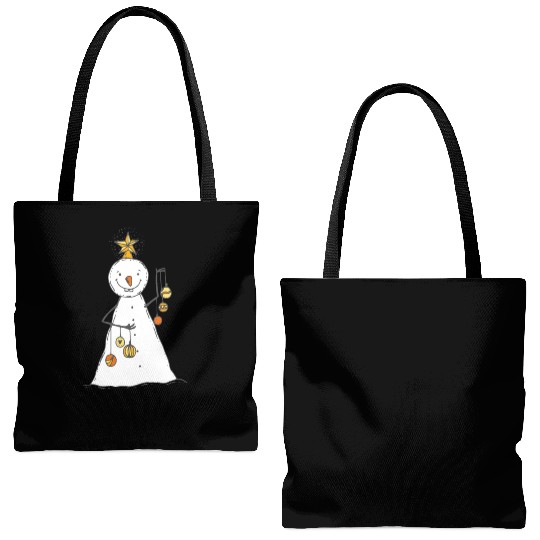 funny snowman with mustache and carrot Tote Bags (AOP)